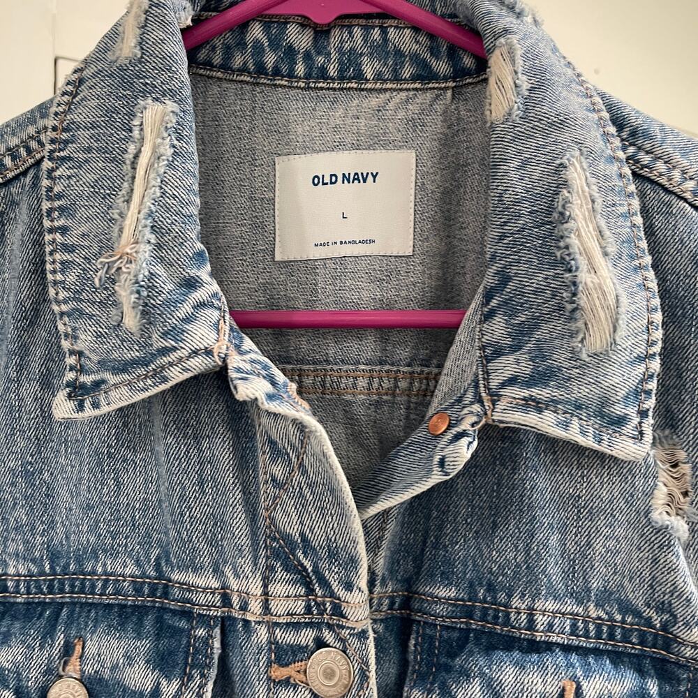 Distressed Handpainted Oversized Denim Jacket Solar System - Picture 3 of 6